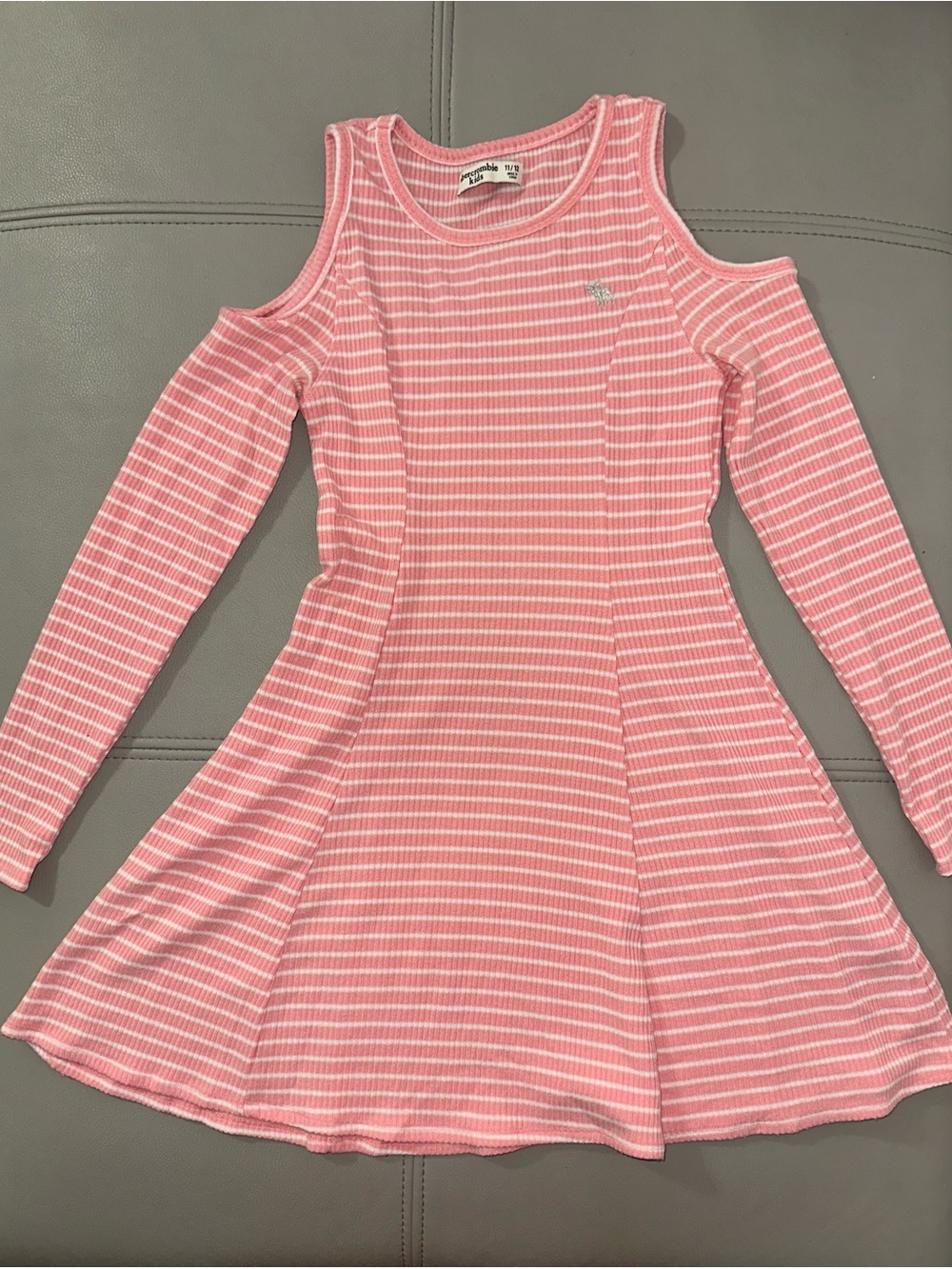 abercrombie kids Pink & White Striped Cold-Shoulder Dress